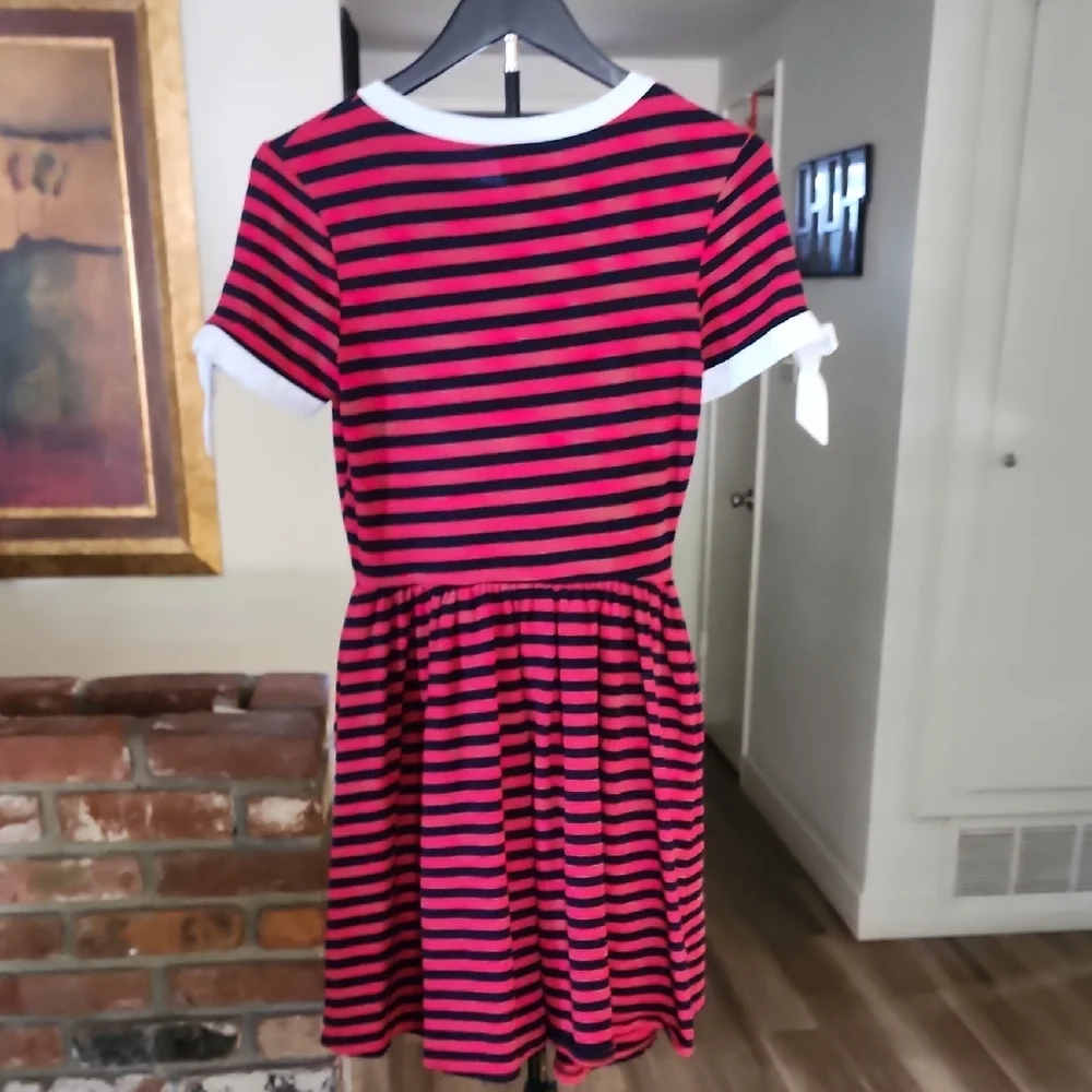 Popeye x Unique Vintage Red & Black Striped Retro Fit & Flare Dress - Picture 6 of 11